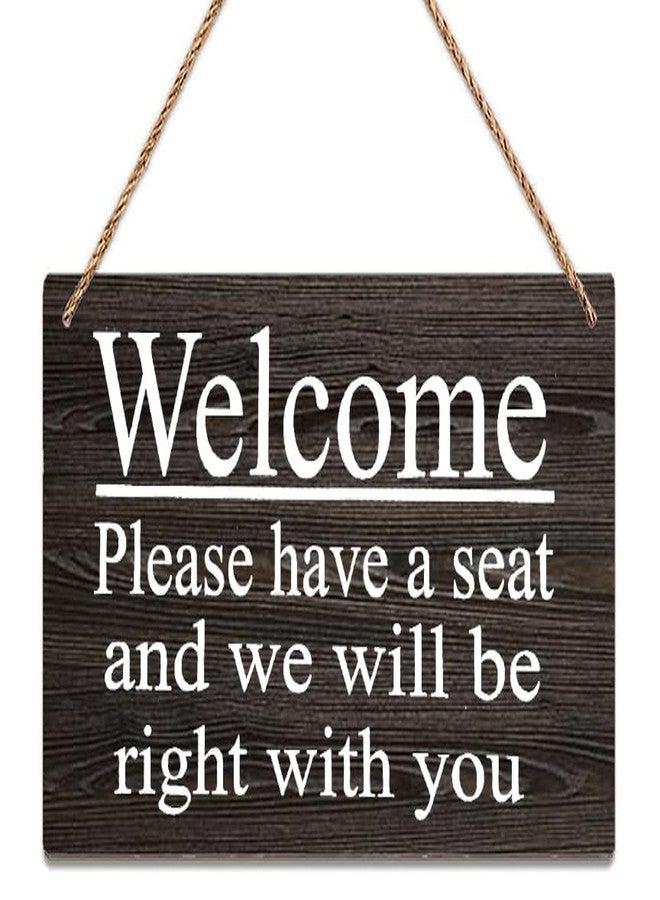 Estiyond Wall Decor Wood Sign Welcome Please Have A Seat And We Will Be Right With You Rustic Minimalist Outdoor Wood Wall Art For Farmhouse Porch Or Entryway Home Decor 12 X 6 Inch - Image 1